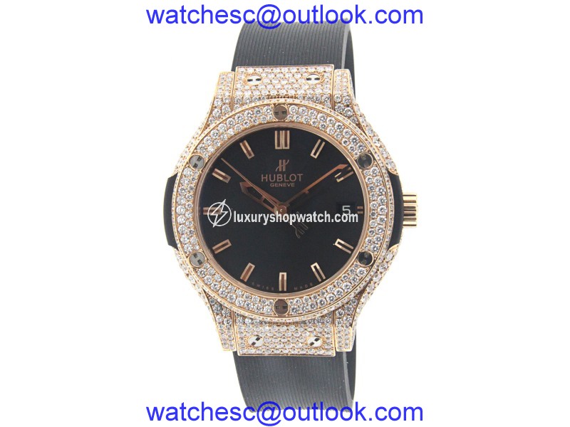 Unisex Custom Designed Hublot Classic Fussion 38MM Red Gold with Diamonds Hublot"
