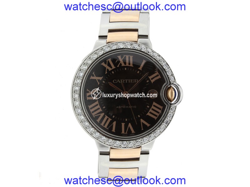 Cartier Ballon Bleu 42MM Steel and Pink Gold with Diamond Bezel Cartier"