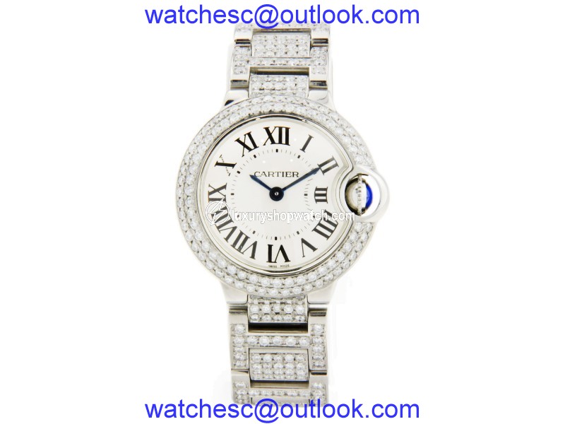 Cartier Ballon Bleu Stainless Steel Covered in Diamonds 28mm Cartier