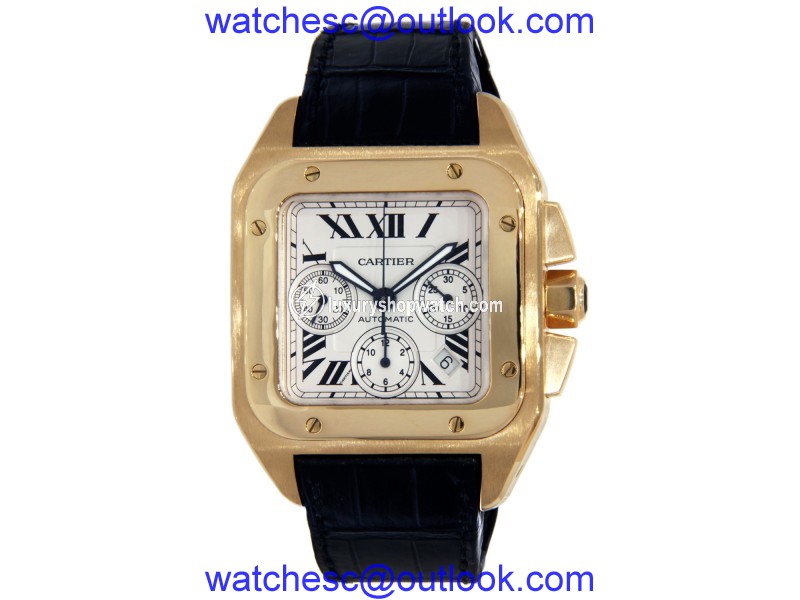 Cartier Santos 100 XL Chronograph Yellow Gold with Leathers Band Cartier