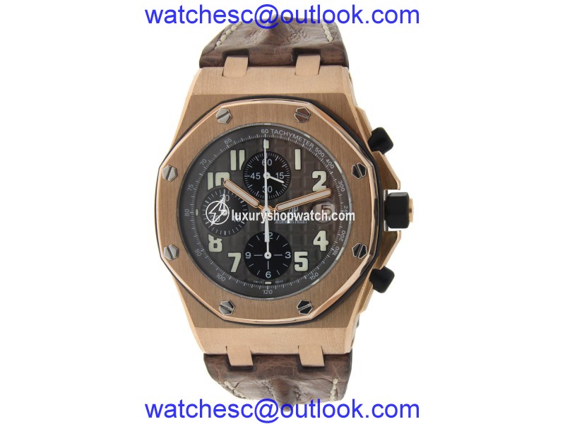 Audemars Piguet Royal Oak Offshore 18K Rose Gold with Brown Strap 46mm Audemars Piguet