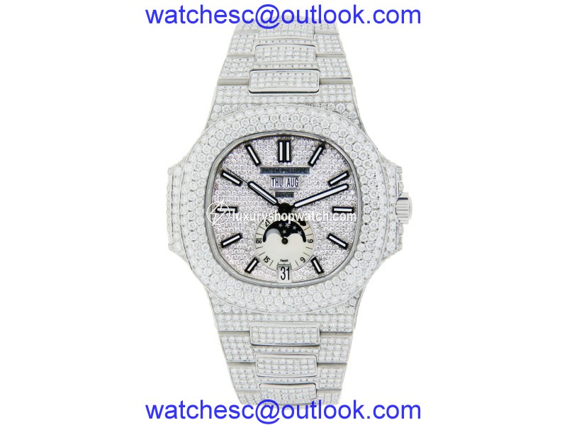 Customized Patek Philippe Nautilus with Full Diamonds Patek Philippe