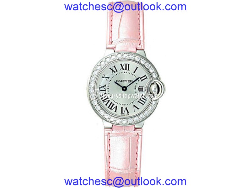 Cartier Ballon Bleu de Cartier 18K White Gold & Leather 28.6mm Womens Watch Cartier