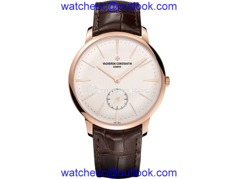 Vacheron Constantin 18K Rose Gold & Leather with Silver Dial 42mm Mens Watch Vacheron Constantin
