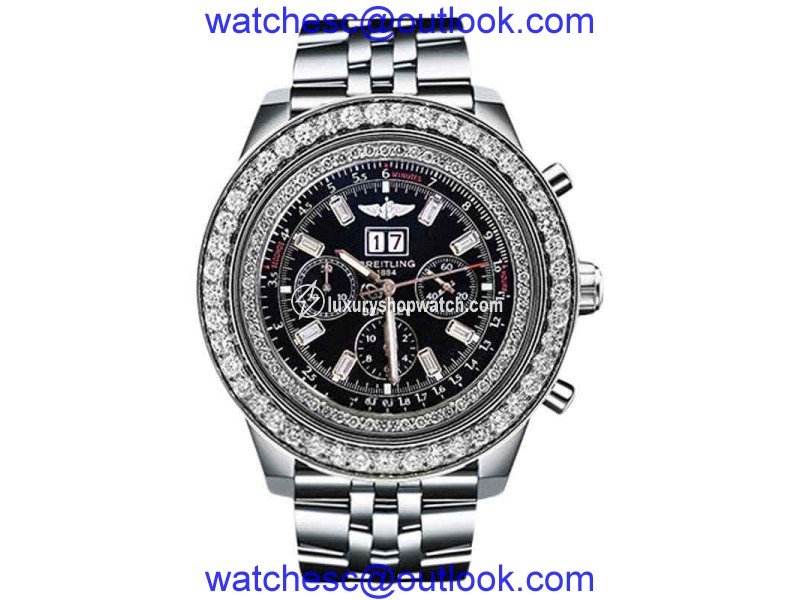 Breitling A4436412 For Bentley 6.75 10ct Diamond Bezel Black Dial Watch Breitling