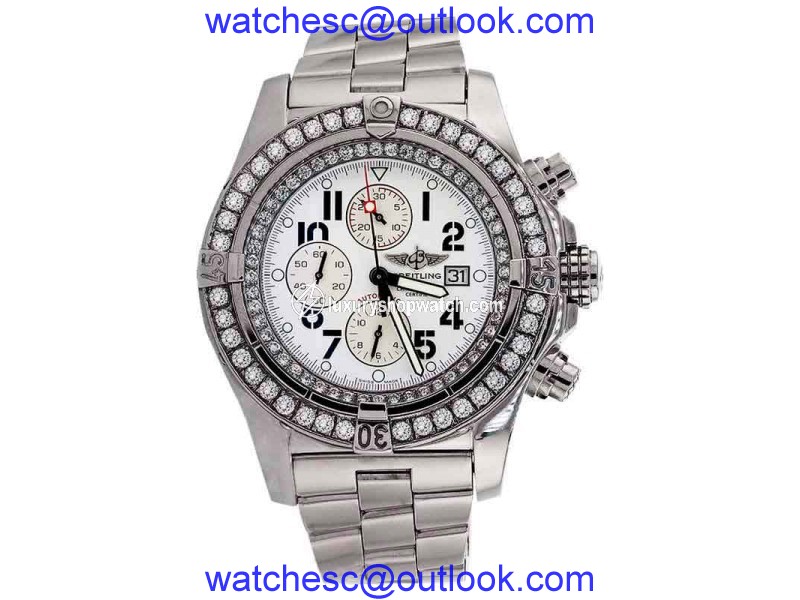 Breitling A13370 Super Avenger White Dial Diamond Watch Breitling