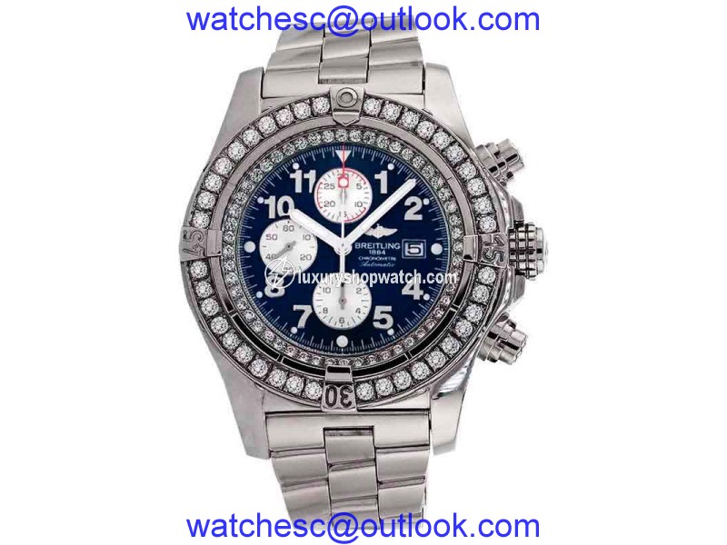 Breitling A13370 Super Avenger Blue Face Diamond Bezel Watch Breitling