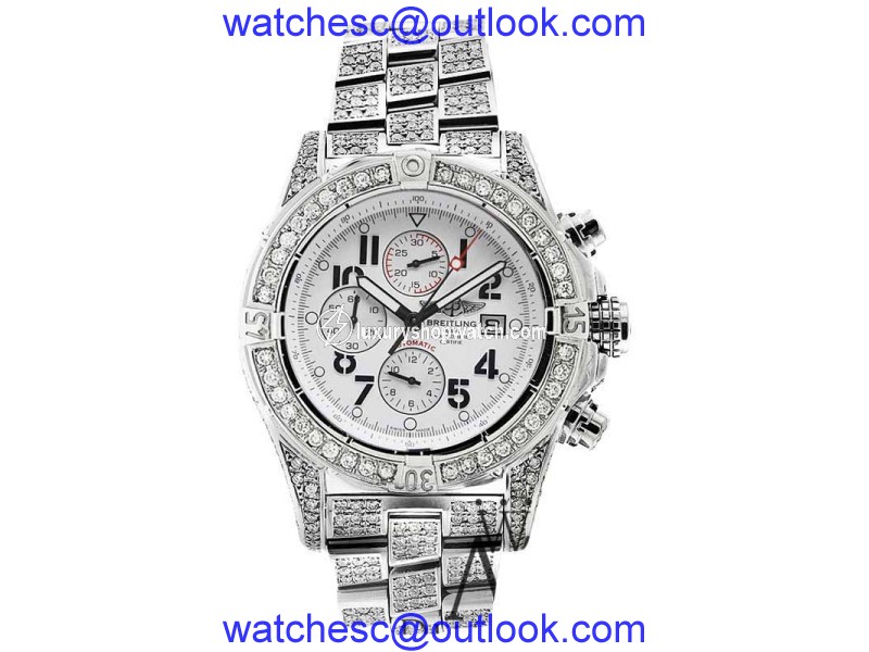 Breitling A13370 Super Avenger White 15ct Fully Covered Diamond Mens Watch Breitling