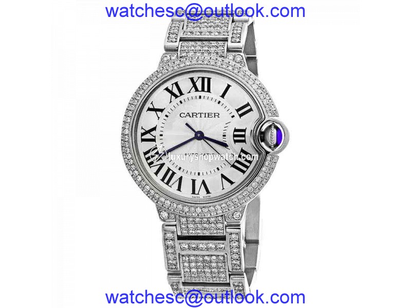 Cartier Ballon Bleu W6920046 Automatic Stainless Steel Diamond Mid-Size Watch Cartier