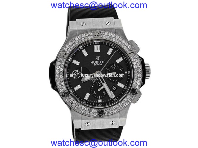 Hublot 301.SM.1770.GR Big Bang Carbon Dial On Rubber Strap 44mm Diamond Watch Hublot