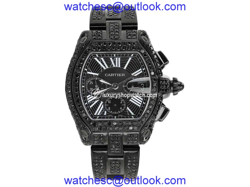 Cartier Roadster XL W62020X6 Black Diamond Dial Stainless Steel Watch Cartier