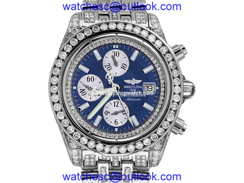 Breitling Evolution Watch With Custom Added 15ct Of Genuine Diamonds Mens Watch Breitling