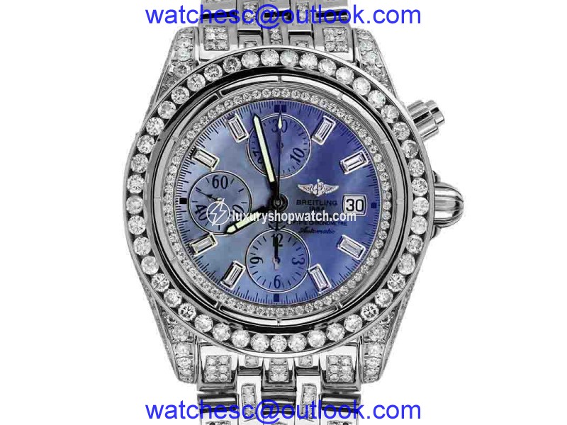 Breitling A13356 Evolution Blue MOP Dial 18ct Diamond Mens Watch Breitling