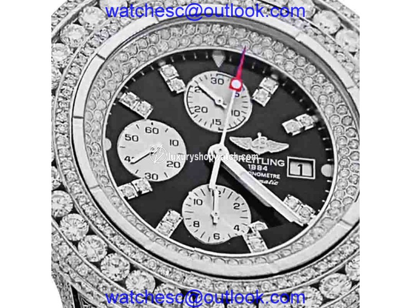 Breitling Super Avenger A13370 Stainless Steel & 30ct Diamond 48.4mm Watch Breitling