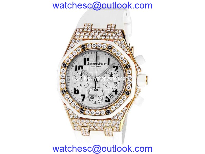 Audemars Piguet Royal Oak Offshore Chronograph Diamond Solid Gold & Rubber Strap 37mm Unisex Watch Audemars Piguet