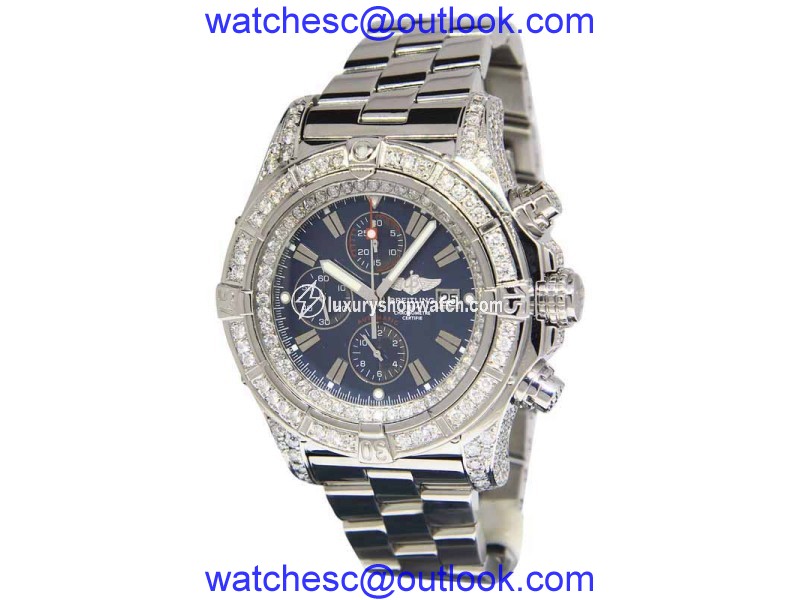 Breitling Super Avenger A13370 Stainless Steel & Blue Dial 48.5mm Mens Watch Breitling