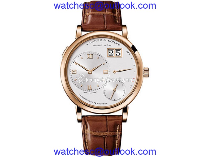 A. Lange and Sohne Grand Lange 1 117.032 18K Rose Gold Silver Dial 40.9mm Mens Watch A Lange and Sohne