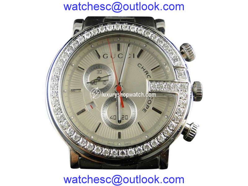 Gucci "G" Steel Pvd Ya 3 Ct Diamond Mens Watch Gucci