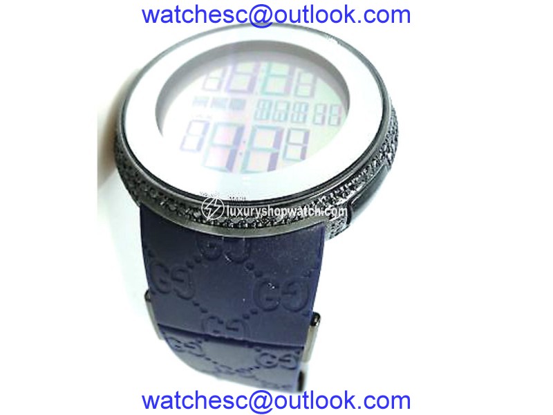 Gucci Digital Diamond 6 Ct Black Diamond Blue Mens Watch Gucci
