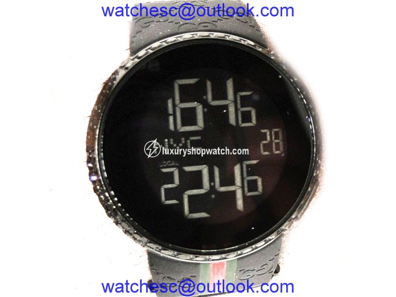 Gucci Digital Ya114207 Black Diamond 7.0 Ct Mens Black Watch Gucci
