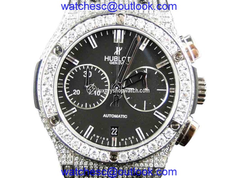 Hublot Big Bang Leather Band Genuine 10.5 Ct Diamond Mens 44mm Watch Hublot
