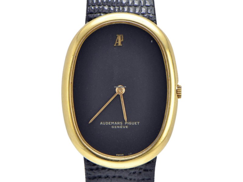 Audemars Piguet 18K Yellow Gold Leather Vintage Mens Watch Audemars Piguet