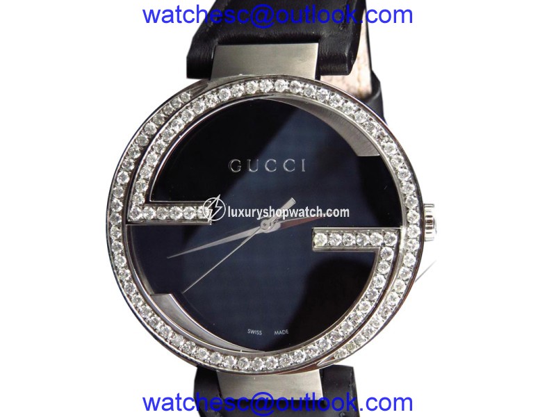Gucci YA133205 Interlocking GG Diamond 2.0ct XL Black 42 mm Mens Watch Gucci