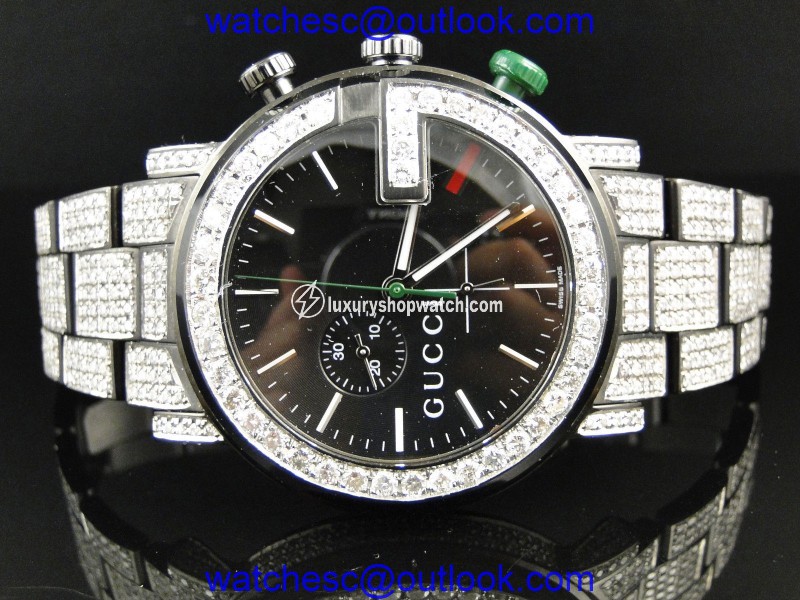 Gucci YA101331 Fully Iced Out 12 Ct Diamond Mens Watch Gucci