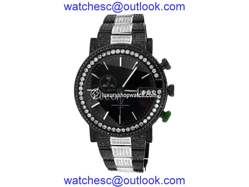 Gucci Ya101331 Custom Mens Black PVD 101 G Real 44 MM Full 14 Ct Diamond Watch Gucci