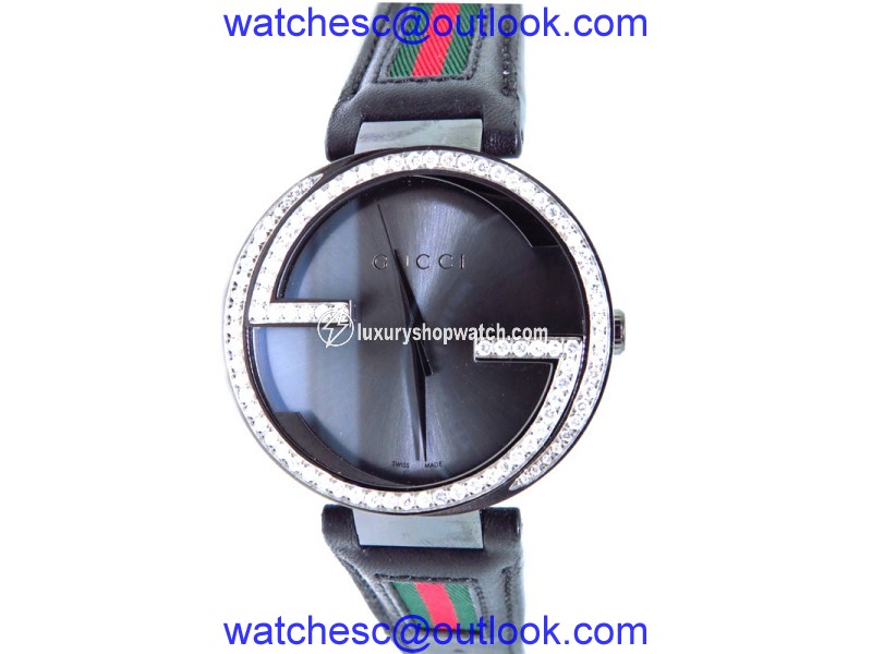 Gucci Black PVD 42 MM XL Interlocking GG Diamond 2.0ct YA133206 Watch Gucci