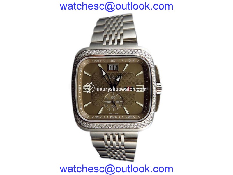 Gucci YA131301 Coupe 40mm Square Stainless Steel 2.0 Ct Diamond Watch Gucci