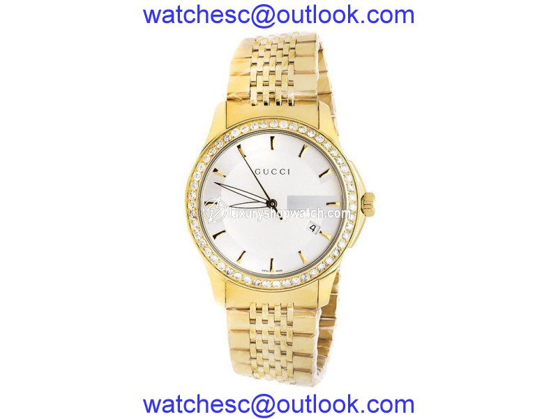 Gucci 101 G-Timeless YA126409 Yellow Gold Dial 38 MM Swiss 2.0 ct. Diamond Unisex Watch Gucci