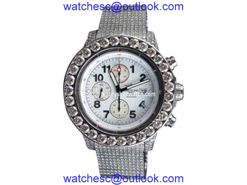 Breitling A13370 Super Avenger XL Stainless Steel and Diamonds Mens Watch Breitling