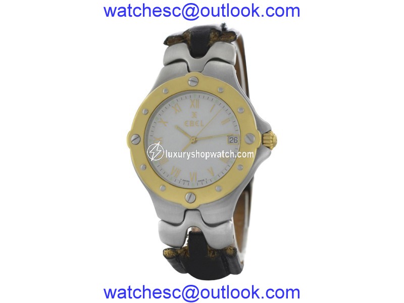 Ebel Sportwave E6187631 18K Gold Steel Date Quartz 36mm Mens Watch Ebel