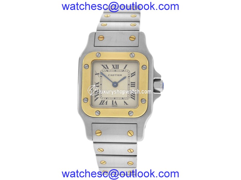 Cartier Santos 166930 Stainless Steel and Yellow Gold Quartz 24mm Womens Watch Cartier