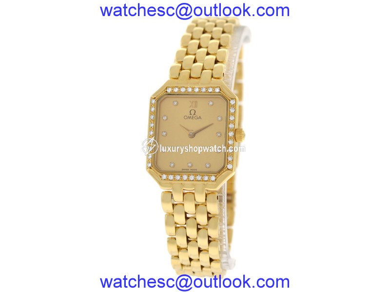 Omega Deville 18K Yellow Gold & Diamond Quartz 20mm Womens Watch Omega