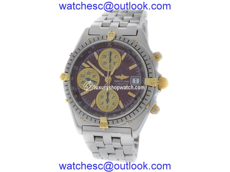 Breitling Chronomat B13048 Stainless Steel & 18K Yellow Gold Red Dial Automatic 38mm Mens Watch Breitling