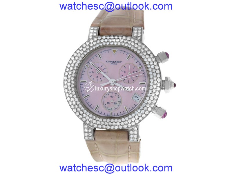 Chaumet 18K White Gold & Leather Quartz 40mm Womens Watch Chaumet