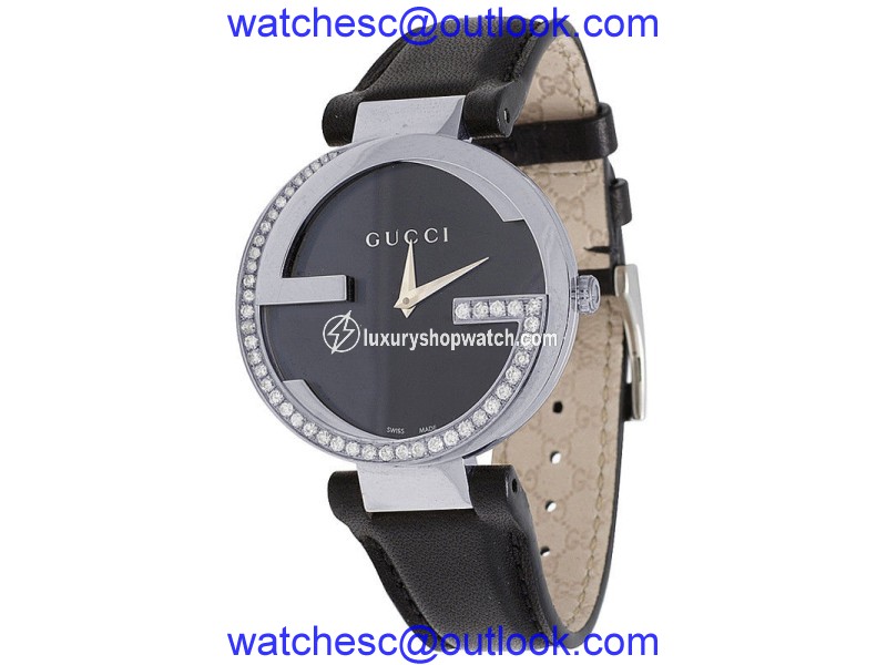 Gucci Interlocking YA133301 Stainless Steel & Black Dial 37mm Womens Watch| Buy at TrueFacet