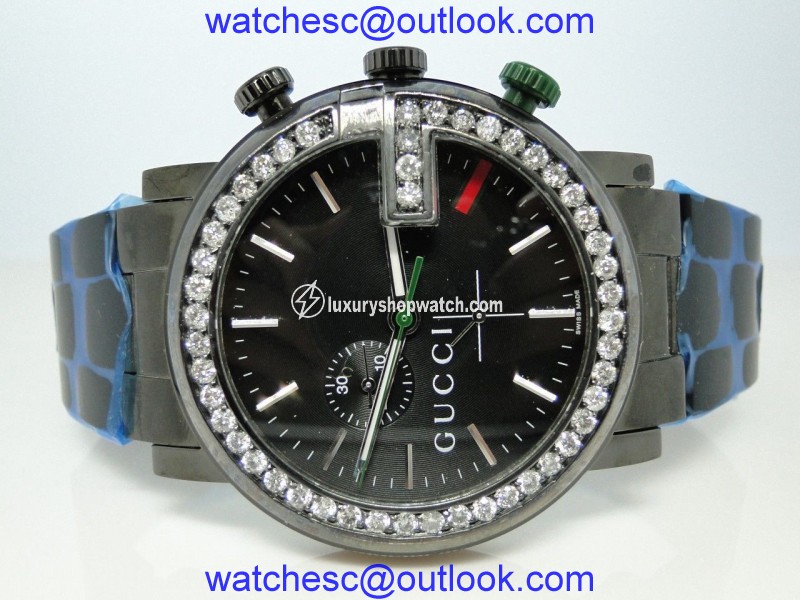 Gucci Ya101331 Pvd 3.5Ct White Diamonds Mens Watch Gucci