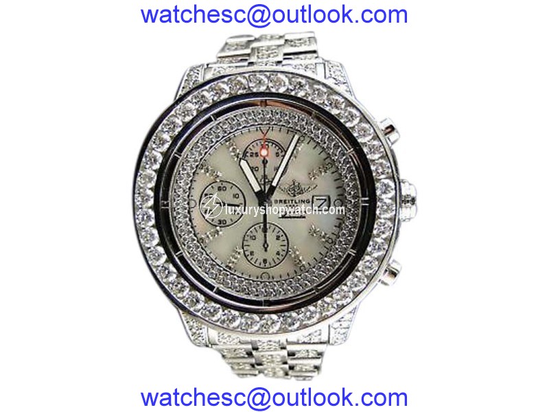 Breitling Super Avenger Full 32 Ct Diamond Mens Watch Breitling