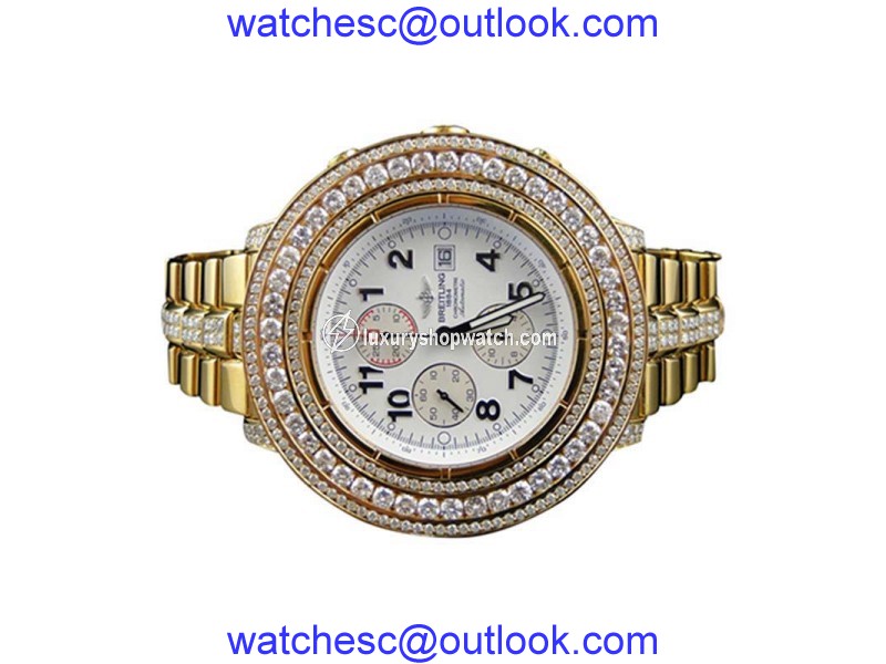 Breitling Super Avenger Aeromarine Gold Genuine 19 Ct Diamond 55mm Mens Watch Breitling
