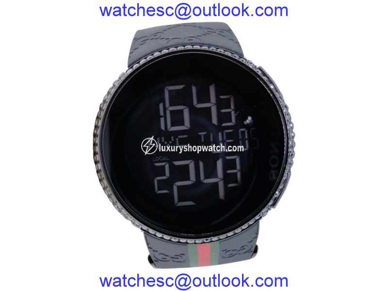 Gucci Digital Ya114207 Black 7 Ct Diamond 5 Row Black Mens Watch Gucci