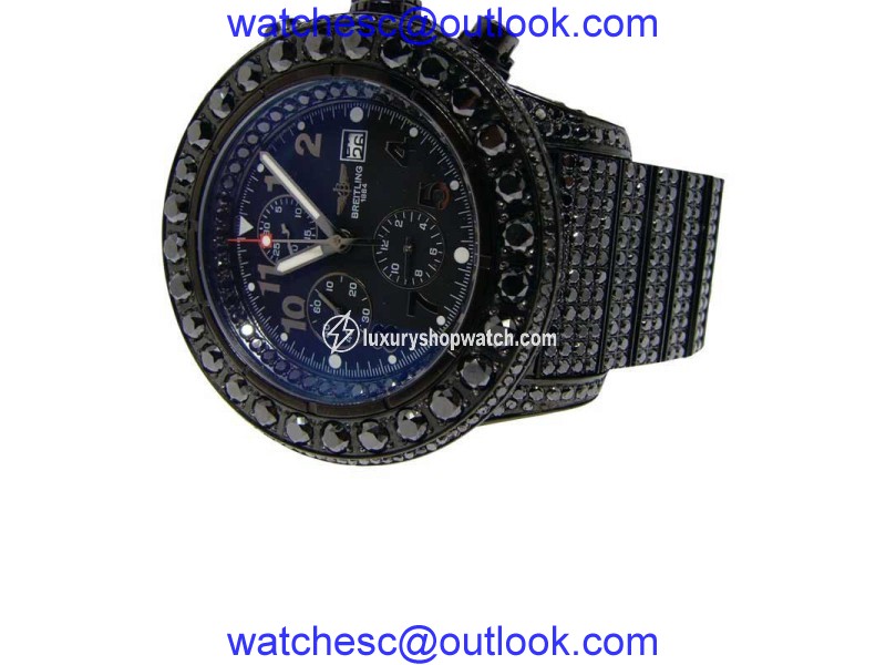 Breitling Super Avenger Black On Black 42 Ct Diamond Watch Breitling