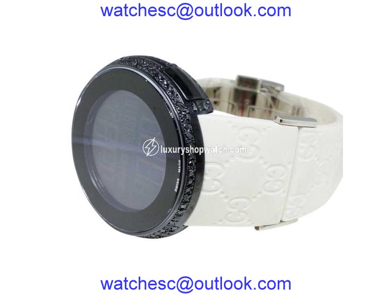 Gucci YA114403 Digital Genuine Black Diamond Two Timezone Watch Gucci