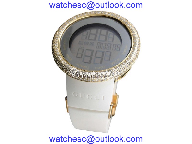 Gucci Digital YA114216 Gold Clear 13 Ct Diamond Mens Watch Gucci