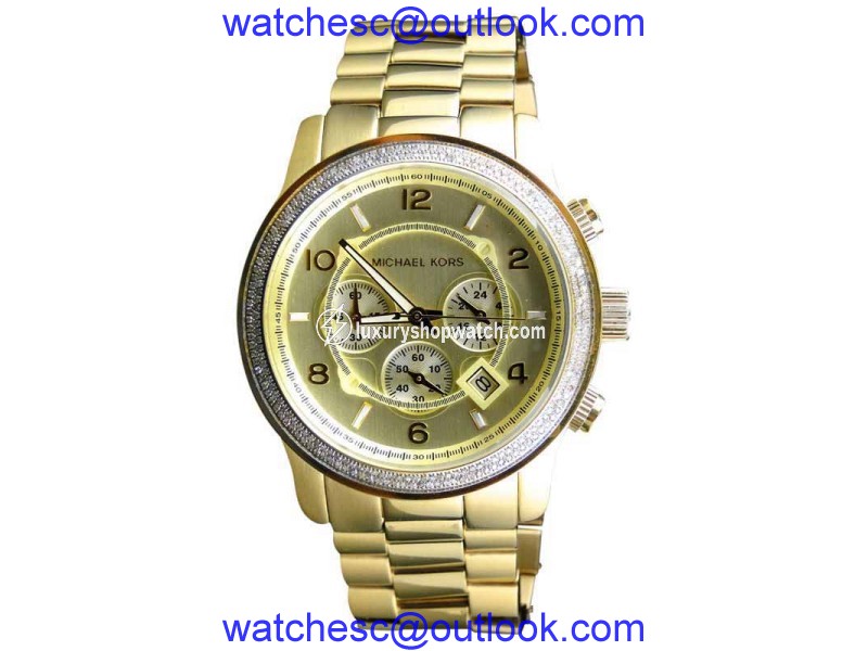 Micheal Kors Gold 45mm Stainless Steel with Custom Set Diamonds Watch Michael Kors