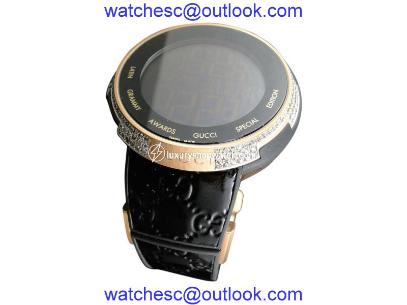 Gucci YA114102 Digital XXL Latin Grammy Rose Gold Diamond Mens Watch Gucci