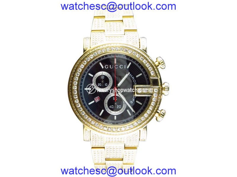 Gucci 101 G Gold PVD Real 44mm Diamond YA101334 Watch Gucci
