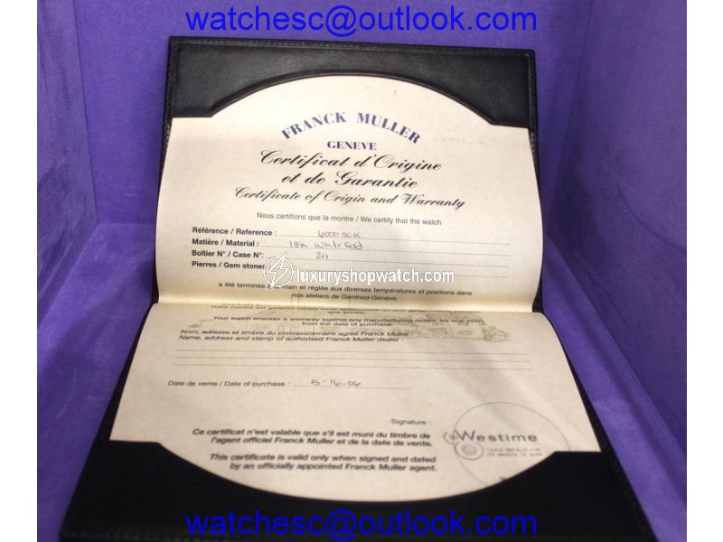 Franck Muller 6000 KSC Master Square 18K White Gold 43mm Watch Franck Muller